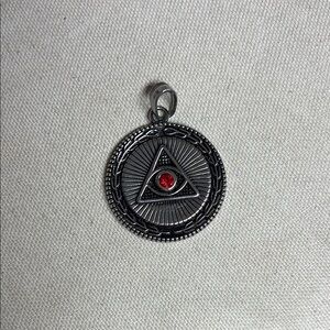 Silver Pendant with Red Gemstone
